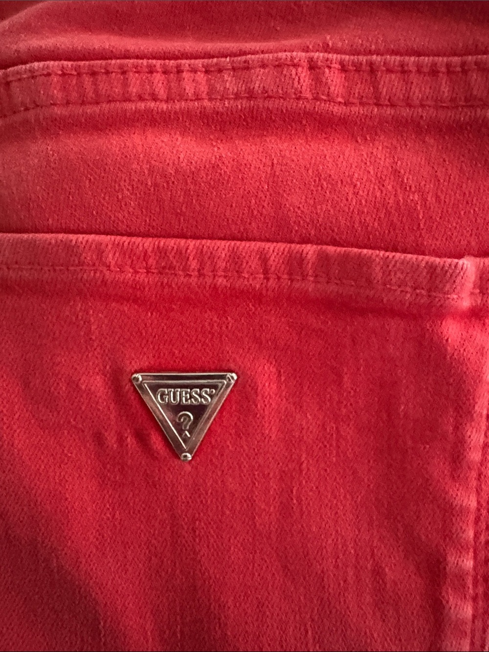 Like New-27 Guess Women's Coral-Red Skinny Jeans preppy Y2K vintage jeans